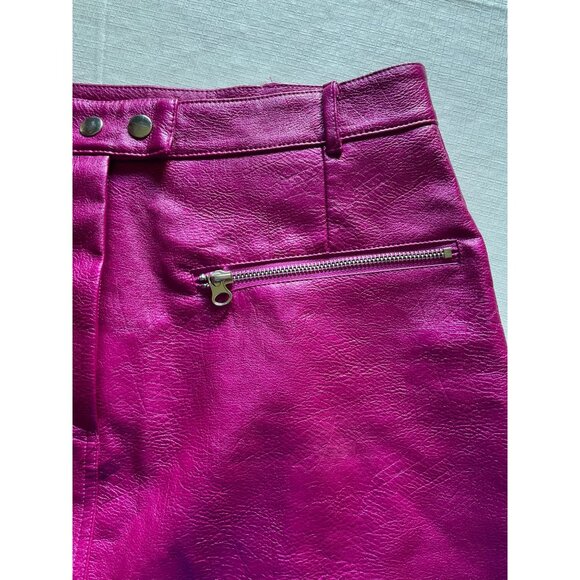 Jolie & Joy Womens Faux Leather Fuchsia A-Line Skirt With Zipper Pockets Size XL - Picture 2 of 6